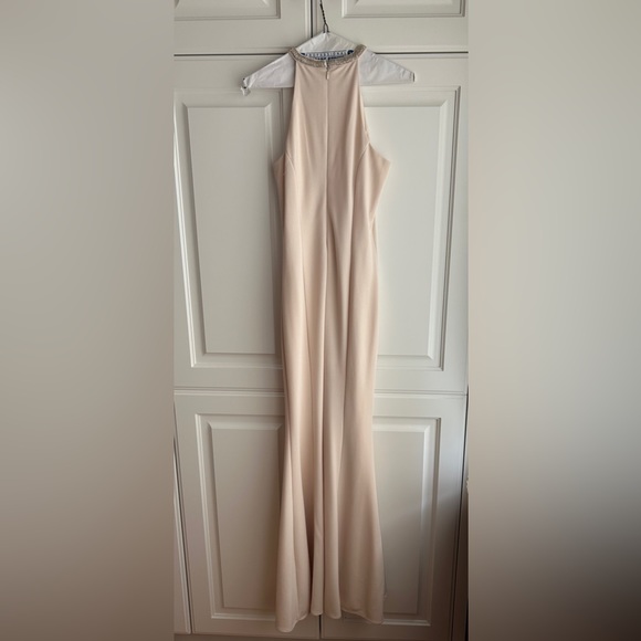 Prom Dress - Beige Maxi Dress with Beaded Detail - Picture 2 of 3